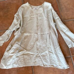 Flax Long Sleeve Dress in Light Cream